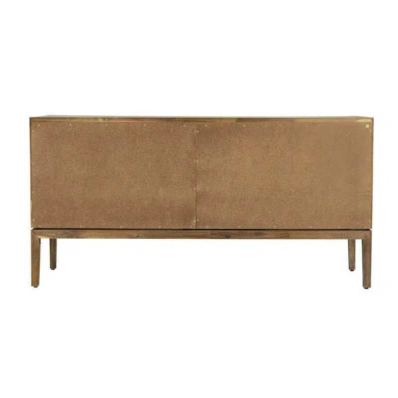 Modern Natural Brown Acacia Wood Sideboard Sliding Doors Sideboards LOOMLAN By LH Imports