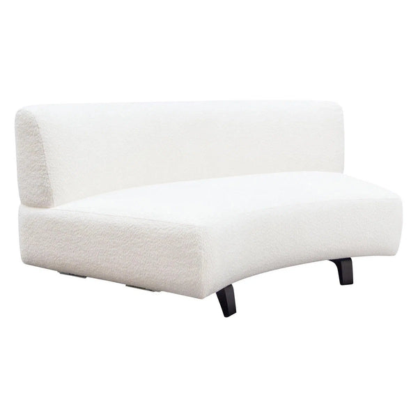 Modular Armless Curved Back White Boucle Sherpa Loveseat Modular Components LOOMLAN By Diamond Sofa