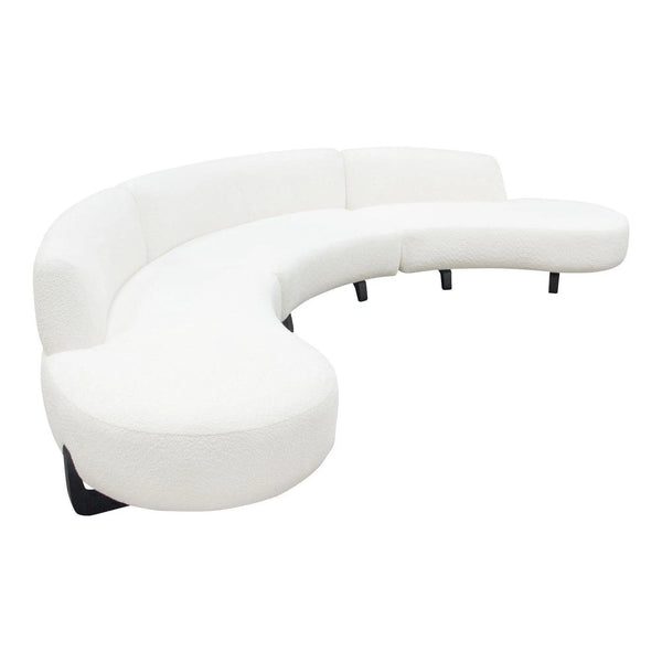 Modular Armless Curved Back White Boucle Sofa Chaise 3PC Set Modular Sofas LOOMLAN By Diamond Sofa