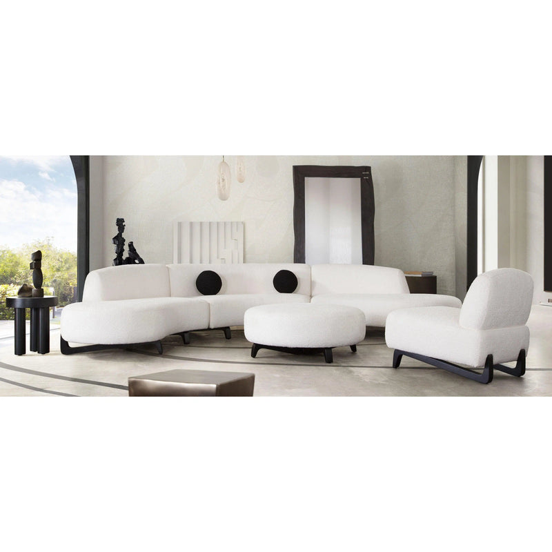 Modular Armless Curved Back White Boucle Sofa Chaise 3PC Set Modular Sofas LOOMLAN By Diamond Sofa