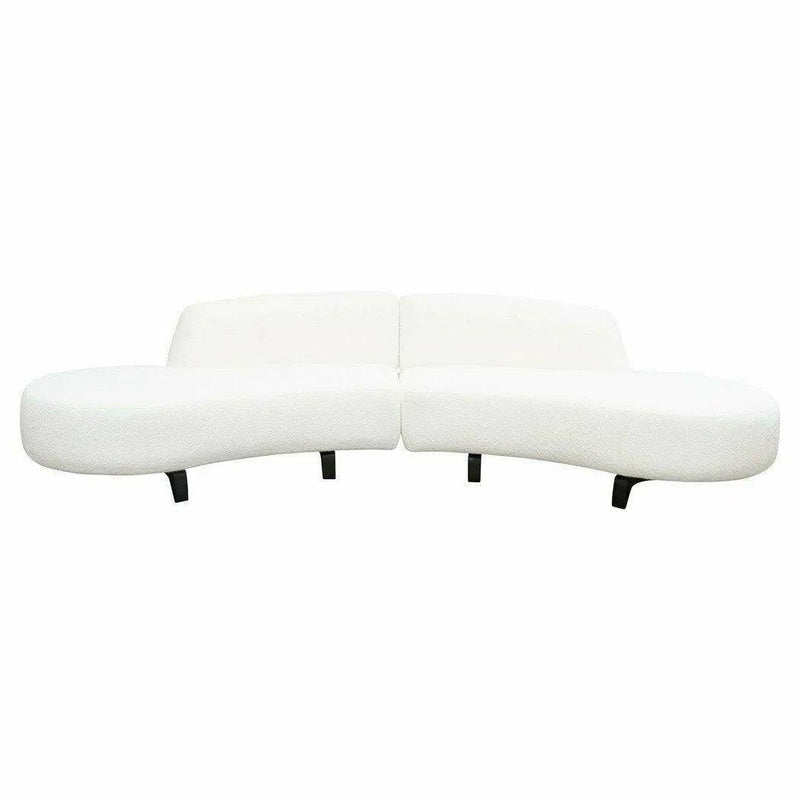 Modular Curved Back White Boucle Sherpa Sofa Chaise 2PC Set Modular Sofas LOOMLAN By Diamond Sofa