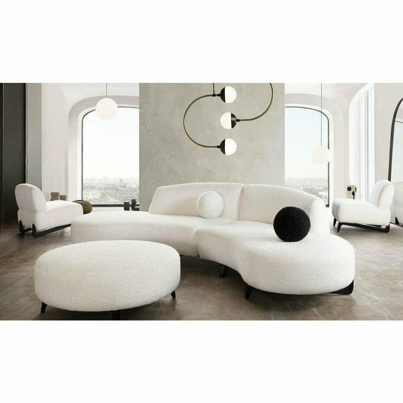 Modular Curved Back White Boucle Sherpa Sofa Chaise 2PC Set Modular Sofas LOOMLAN By Diamond Sofa