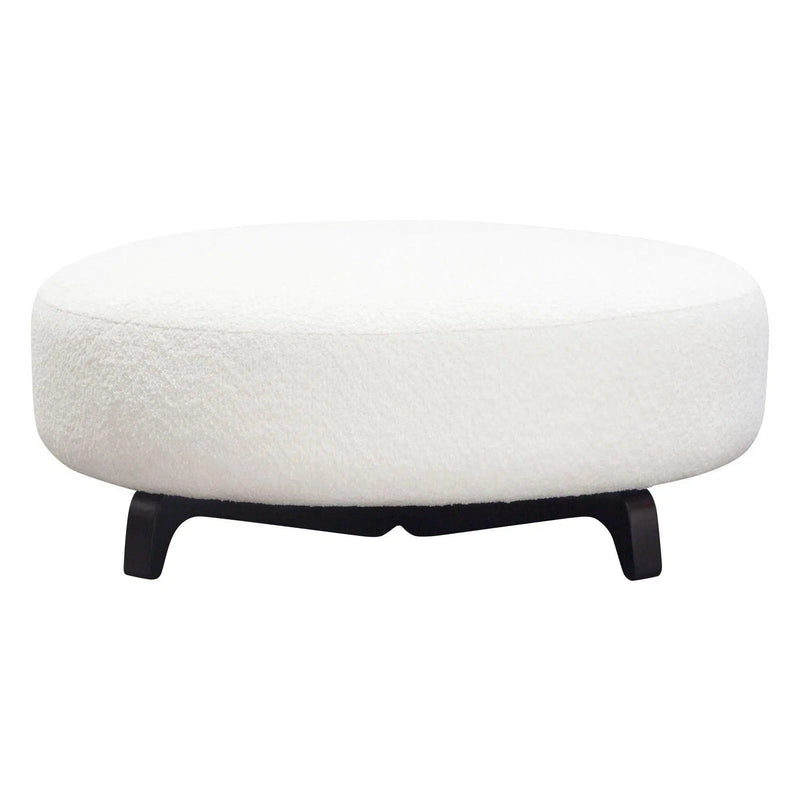 Modular Round White Boucle Sherpa Ottoman Table Modular Components LOOMLAN By Diamond Sofa