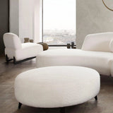 Modular Round White Boucle Sherpa Ottoman Table Modular Components LOOMLAN By Diamond Sofa