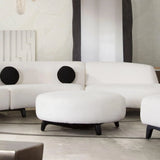 Modular Round White Boucle Sherpa Ottoman Table Modular Components LOOMLAN By Diamond Sofa