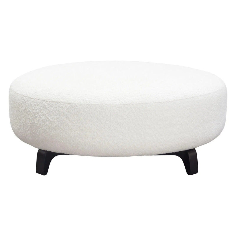 Modular Round White Boucle Sherpa Ottoman Table Modular Components LOOMLAN By Diamond Sofa