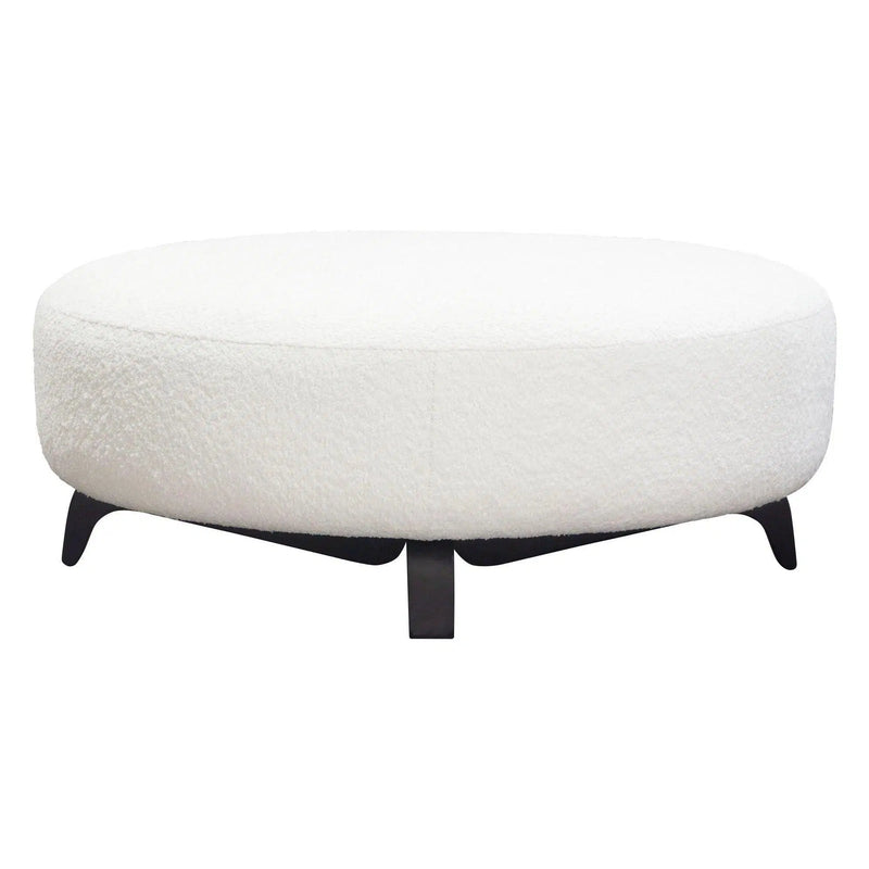 Modular Round White Boucle Sherpa Ottoman Table Modular Components LOOMLAN By Diamond Sofa