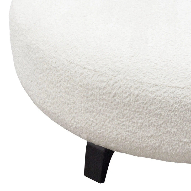 Modular Round White Boucle Sherpa Ottoman Table Modular Components LOOMLAN By Diamond Sofa