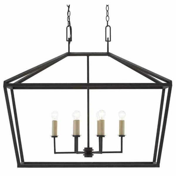 Mole Black Denison Rectangular Lantern Lanterns LOOMLAN By Currey & Co