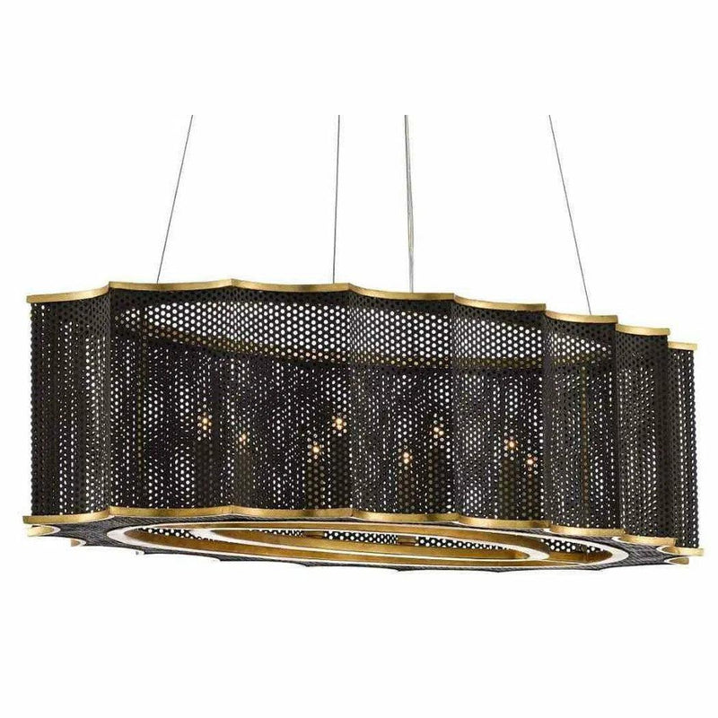 Mole Black Gold Leaf Nightwood Chandelier Chandeliers LOOMLAN By Currey & Co