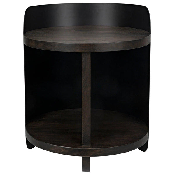 Mondo Bongo Wood and Steel Round Side Table Side Tables LOOMLAN By Noir