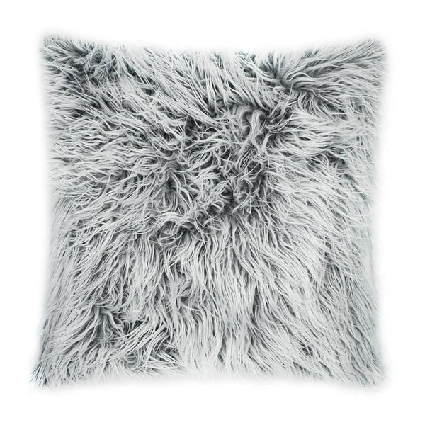 Mongolian Fur Faux Fur Grey Large Throw Pillow With Insert Throw Pillows LOOMLAN By D.V. Kap