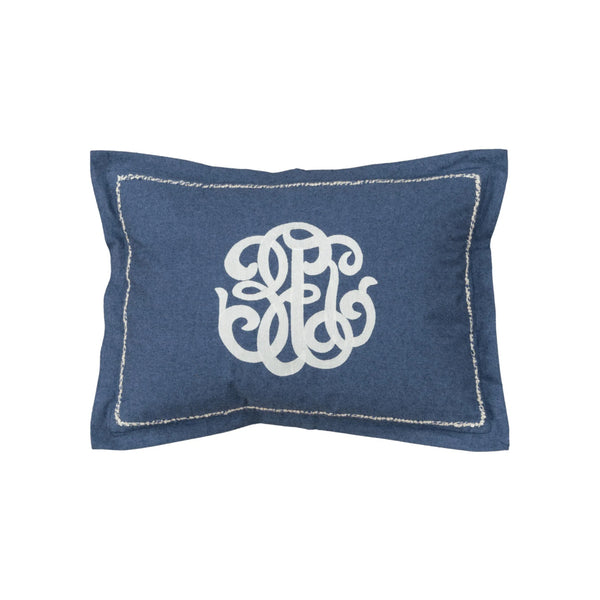 Monogram Blue Lumbar Pillow Covers With Insert June LOOMLAN