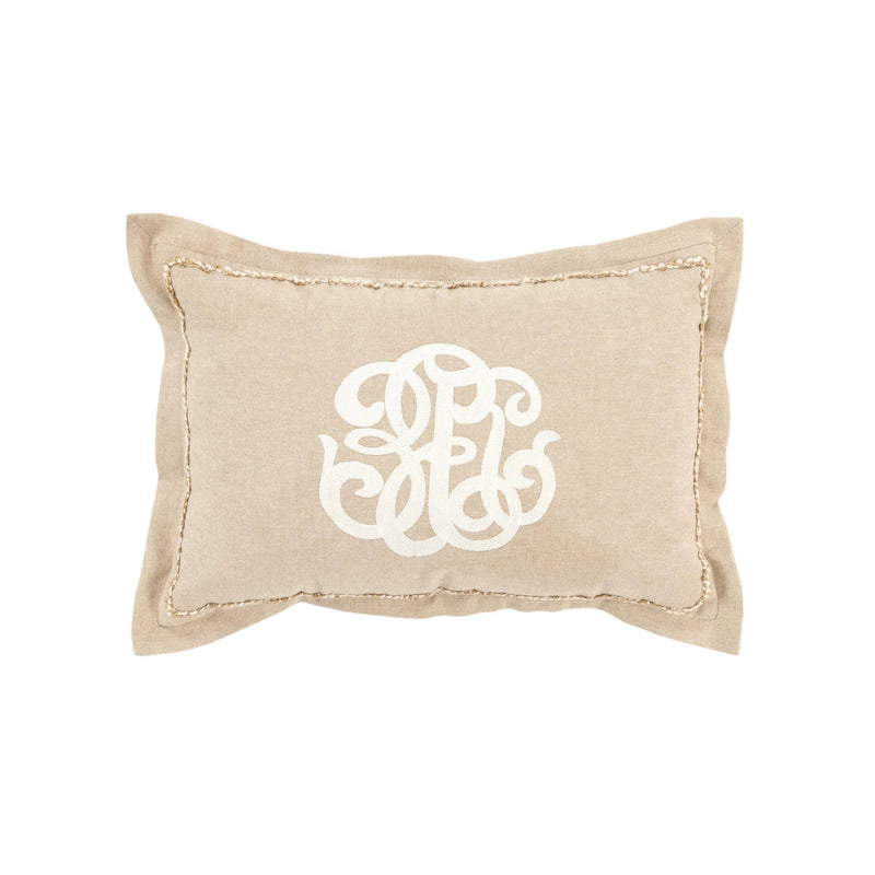 Monogram Blue Lumbar Pillow Covers With Insert June Throw Pillows LOOMLAN By LOOMLAN