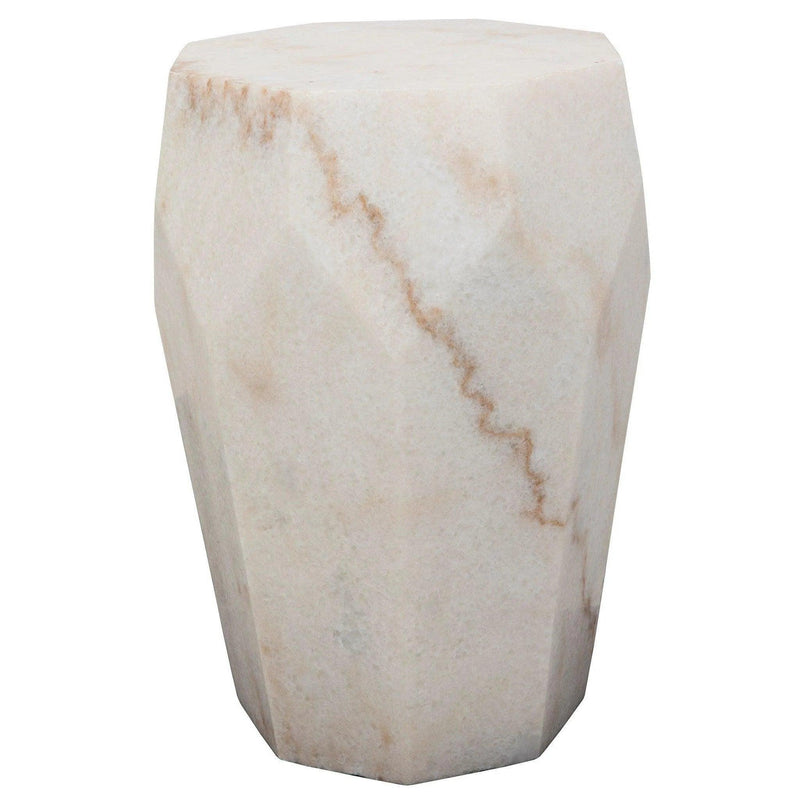 Monolith Marble White Geometric Side Table Side Tables LOOMLAN By Noir