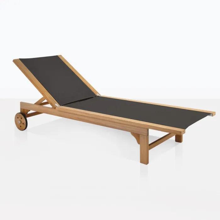 Montauk Teak Outdoor Reclining Sunlounger with Wheels Outdoor Cabanas & Loungers LOOMLAN By HiTeak