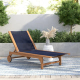 Montauk Teak Outdoor Reclining Sunlounger with Wheels Outdoor Cabanas & Loungers LOOMLAN By HiTeak