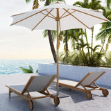 Montauk Teak Outdoor Reclining Sunlounger with Wheels Outdoor Cabanas & Loungers LOOMLAN By HiTeak