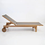 Montauk Teak Outdoor Reclining Sunlounger with Wheels Outdoor Cabanas & Loungers LOOMLAN By HiTeak