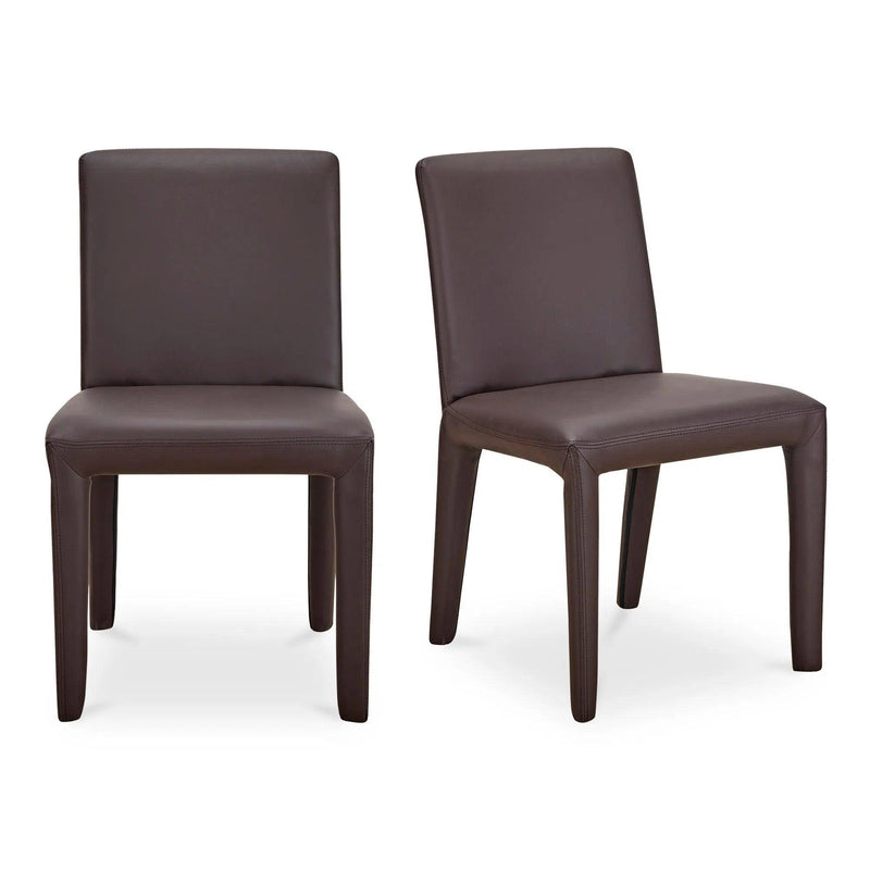 Monte Vegan Leather and Wood Armless Dining Chair (Set of 2) Dining Chairs LOOMLAN By Moe's Home