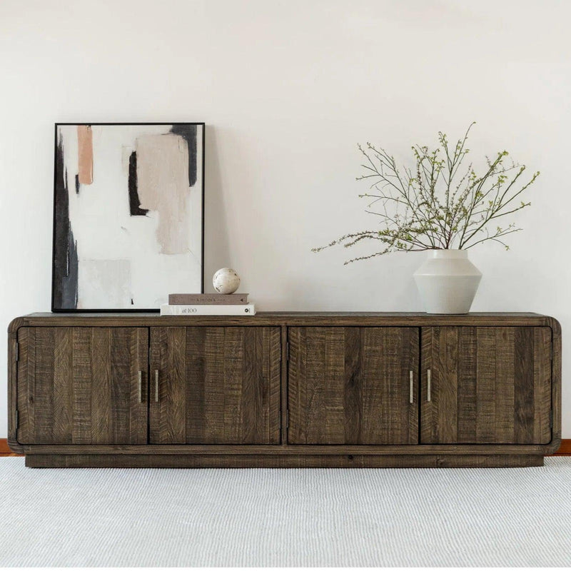 Monterey Rustic Solid Pine Wood Media Sideboard TV Stand TV Stands & Media Centers LOOMLAN By Moe's Home