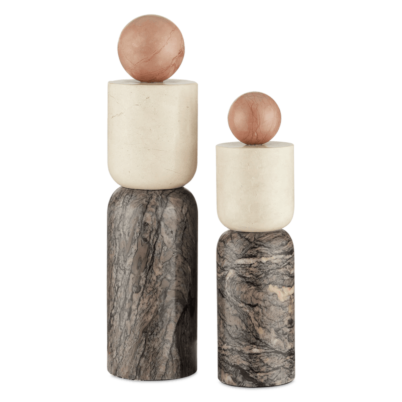 Moreno Marble Objects Set of 2 Statues & Sculptures LOOMLAN By Currey & Co