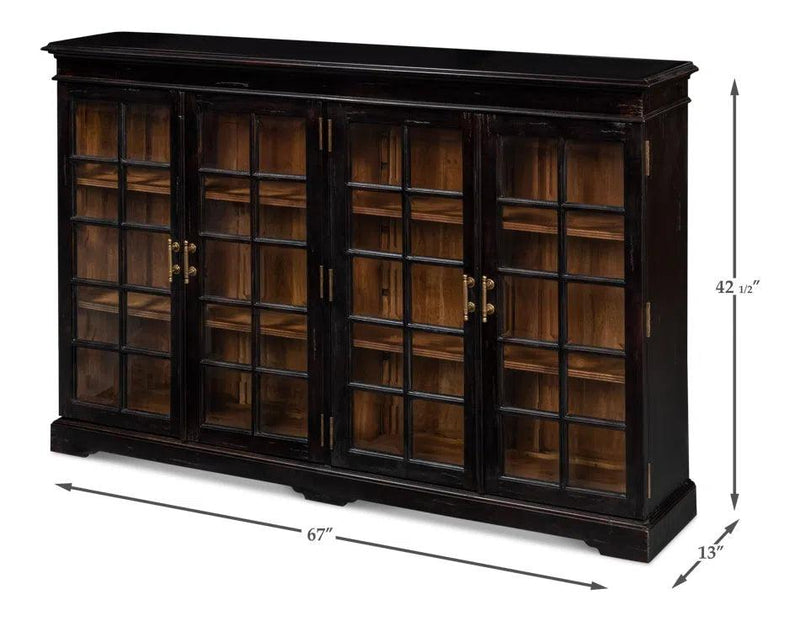 Morgan Library Case Slim Glass Doors Low Sideboard Sideboards LOOMLAN By Sarreid