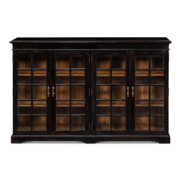 Morgan Library Case Slim Glass Doors Low Sideboard Sideboards LOOMLAN By Sarreid