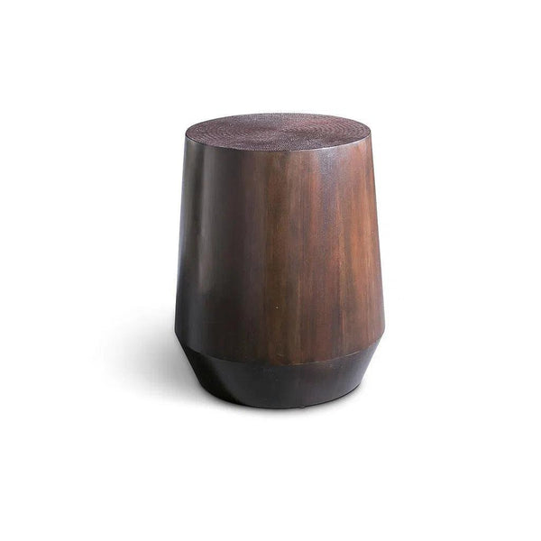 Mori Mahogany Wooden Round End Table Side Tables LOOMLAN By Urbia