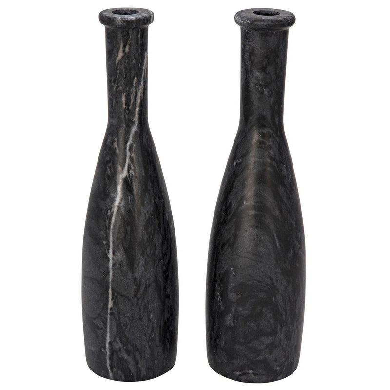 Moris Decorative Marble Black Candle Holder (Set of 2) Lanterns LOOMLAN By Noir