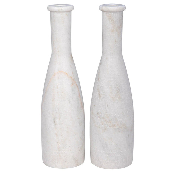 Moris Decorative Marble White Candle Holder (Set of 2) Lanterns LOOMLAN By Noir