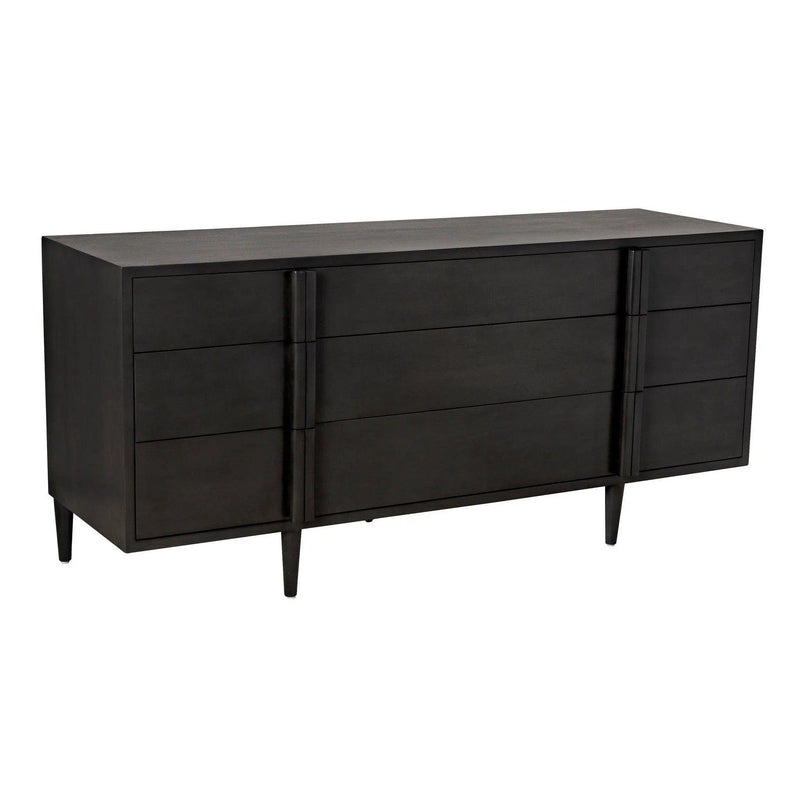 Morten Wood Black Dresser With 9 Drawers Dressers LOOMLAN By Noir