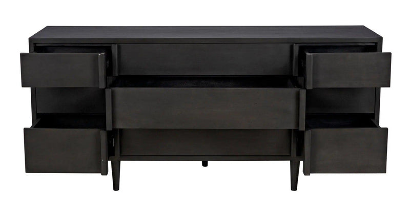 Morten Wood Black Dresser With 9 Drawers Dressers LOOMLAN By Noir