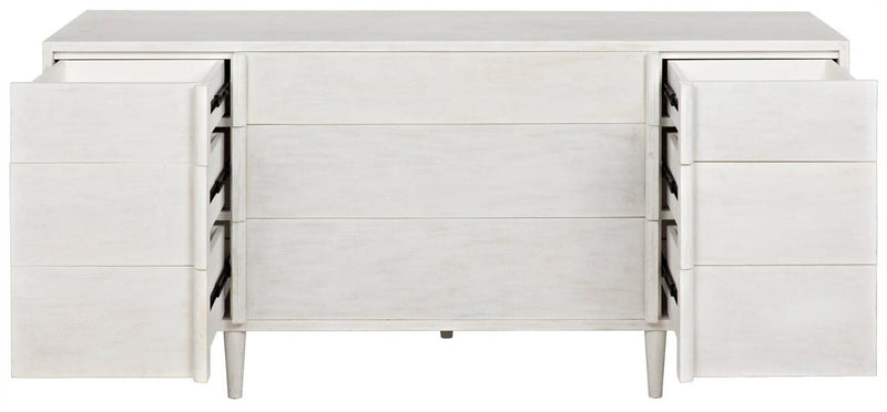 Morten Wood White Dresser With 9 Drawers Dressers LOOMLAN By Noir