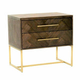 Mosaic 30 Inch Nightstand Dark Brown Metal and Wood Nightstands LOOMLAN By Essentials For Living