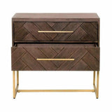 Mosaic 30 Inch Nightstand Dark Brown Metal and Wood Nightstands LOOMLAN By Essentials For Living