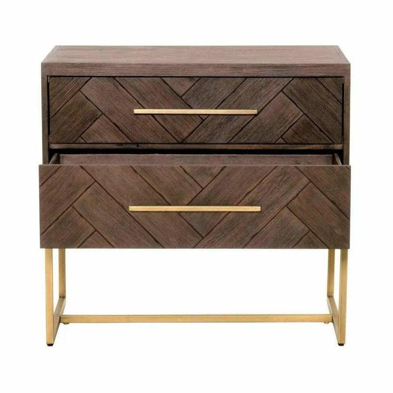 Mosaic 30 Inch Nightstand Dark Brown Metal and Wood Nightstands LOOMLAN By Essentials For Living