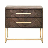 Mosaic 30 Inch Nightstand Dark Brown Metal and Wood Nightstands LOOMLAN By Essentials For Living