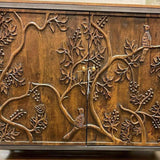 Mother Nature 59x36" Tall Cabinet Hand Carved Birds Front Doors Buffets & Curios LOOMLAN By LOOMLAN