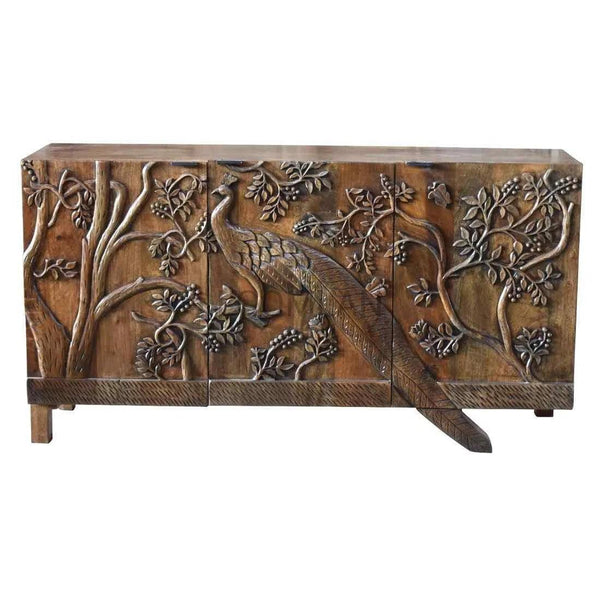 Mother Nature 60" Sideboard Peacock Bird Front Doors Sideboards LOOMLAN By LOOMLAN