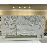 Mother Nature 60" White Sideboard Hand Carved Tiger Front Doors Sideboards LOOMLAN By LOOMLAN