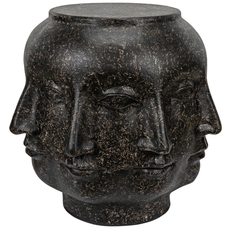 Multi-Face Stool, Black Fiber Cement Side Tables LOOMLAN By Noir