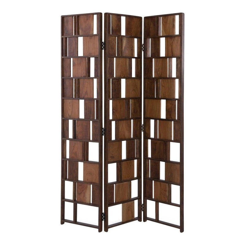 Multi Panel Wood Brown Screen Room Dividers LOOMLAN By Moe's Home