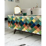 Multicolor Opaque Rainbow Diamond Wood Sideboard for Dining Room Sideboards LOOMLAN By Victor Betancourt