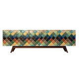 Multicolor Opaque Rainbow Diamond Wood Sideboard for Dining Room Sideboards LOOMLAN By Victor Betancourt