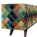 Multicolor Opaque Rainbow Diamond Wood Sideboard for Dining Room Sideboards LOOMLAN By Victor Betancourt