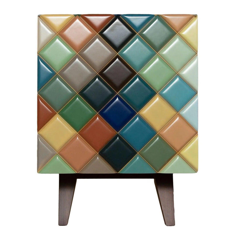 Multicolor Opaque Rainbow Diamond Wood Sideboard for Dining Room Sideboards LOOMLAN By Victor Betancourt