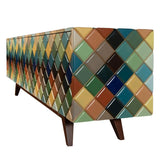 Multicolor Opaque Rainbow Diamond Wood Sideboard for Dining Room Sideboards LOOMLAN By Victor Betancourt