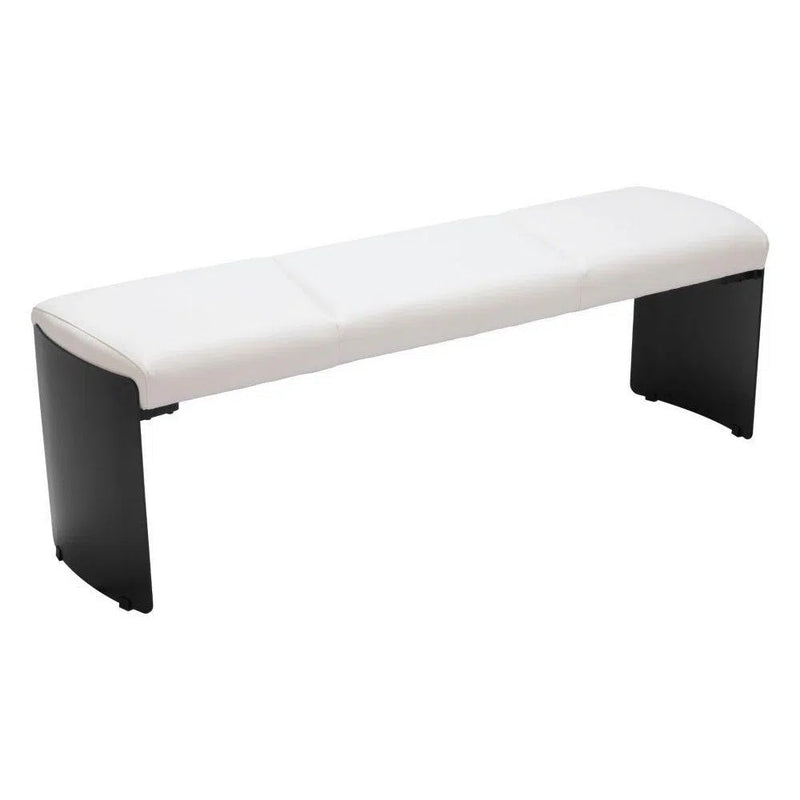 Mur Wood and Steel White Bench Bedroom Benches LOOMLAN By Zuo Modern