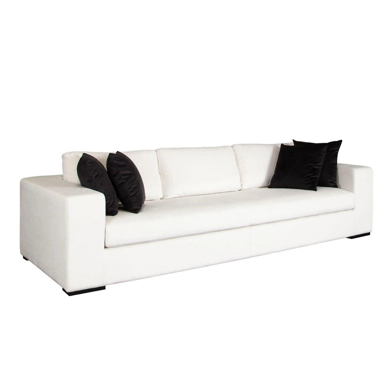 Muse Mist White Performance Fabric Sofa With 4 Black Accent Pillows Sofas & Loveseats LOOMLAN By Diamond Sofa